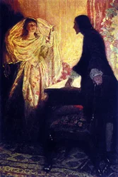 La rencontre avec la fille du capitaine Keith. Illustration du « Livre des pirates, boucaniers et marrons de la mer des Caraïbes » par Howard Pyle