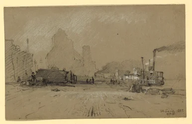 Dessin, au bord du Mississippi à Saint-Louis, 1887