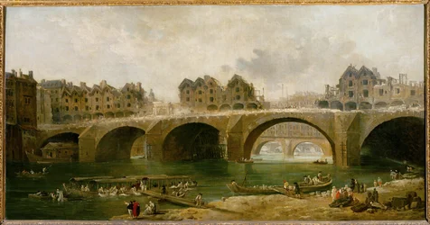 Demolition des maisons du pont Notre-Dame, en …