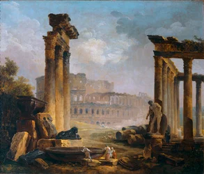 Ruines romaines avec le Colisee - Roman ruins with the Colosseum ...