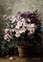 Composition florale. Peinture de Hubert Bellis (1831-1902 Belgian) Collection privee