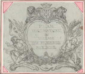 Cartouche de titre pour une carte du Château et du Village de Le Plessis aux Bois