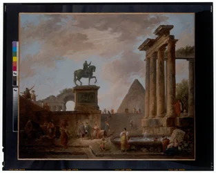 Un capriccio avec des troubadours et des lavandières près d