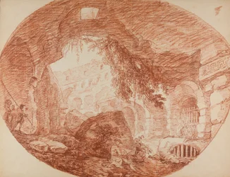 Un artiste assis dans les ruines du Colisée