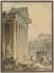 Caprice avec un temple antique