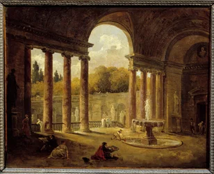 Fontaine sous un portique. Peinture de Hubert Robert (1733-1808)