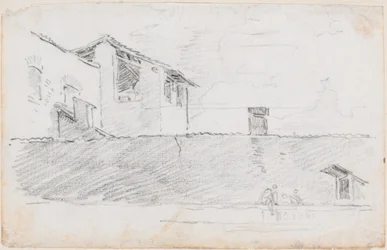 Toits derrière un mur