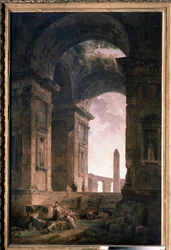 Ruines avec un obélisque