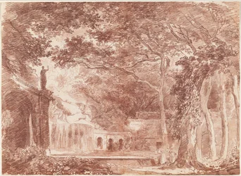 La fontaine ovale dans les jardins de la Villa d