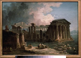 Un temple entouré par les eaux