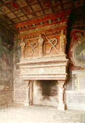 Vue de la cheminée dans la Salle des Gardes