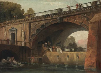 Lavandières sous une arche de pont