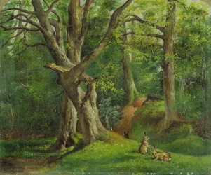 Scène boisée avec des lapins, 1862