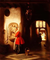 Une servante dans un couloir