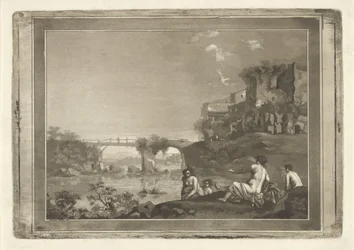 Paysage avec des nymphes se baignant