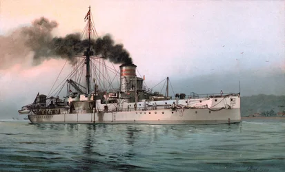 Lithographie du cuirassé allemand SMS Württemberg