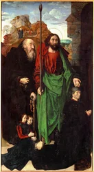Tommaso Portinari et ses deux fils, flanqués de Saint Antoine et Saint Thomas (tempera sur bois)