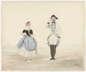 Homme et femme en costume historique, 1841