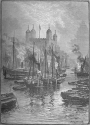 Vue de la tour depuis le pont de Londres, 1890