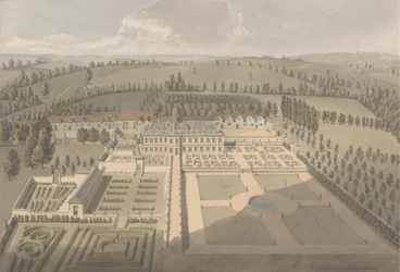 Maison et jardins de Sarsden, Oxfordshire: Vue aérienne