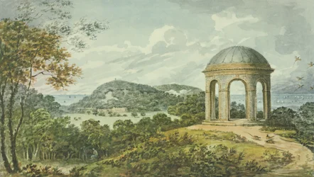 Scène près du temple, extraite du Livre rouge pour Antony House, vers 1812