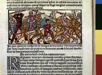 MAGYARS Combat de: Illustration du livre "Chronique de Hongrie"