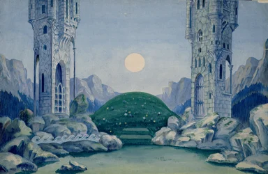 Décor pour la première du "Prince de bois" de Bela Bartok (1881-1945) 1917 (aquarelle sur papier)