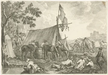 Paysage avec un camp militaire