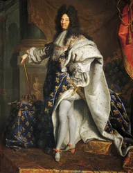 Portrait de Louis XIV de France, connu sous le nom de Louis le Grand ou le Roi Soleil (1638-1715), peinture par Hyacinthe Rigaud (1659-1743)
