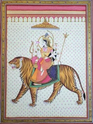 La déesse Durga chevauchant un tigre