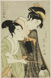 Osome et Hisamatsu, de la série "Beautés dans les rôles de Joruri (Bijin awase joruri kagami)"