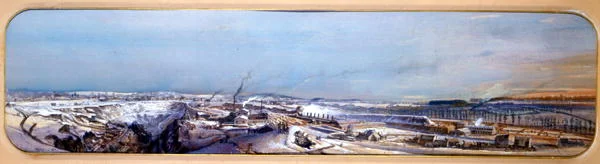 Paysage industriel dans le bassin houiller de Blanzy sous la neige, Saône-et-Loire