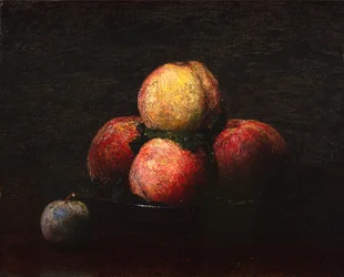 Nature morte de pêches et de prunes
