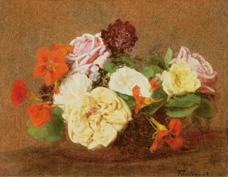 Roses et capucines dans un vase, 1883