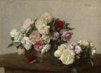 Roses dans un bol et un plat, 1885
