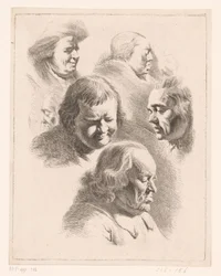 Composition avec six têtes d