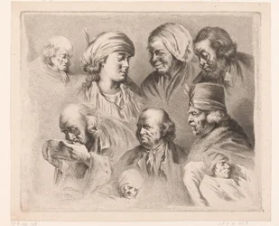 Composition avec neuf têtes d