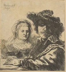 Rembrandt et sa femme copie