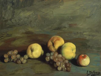 Nature morte (pêche, pommes, poire et raisins) – XXe siècle
