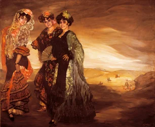 Les trois cousins (avec les costumes traditionnels espagnols de danseurs) vers 1903