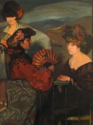 Femmes espagnoles et une femme anglaise sur le balcon, 1900s
