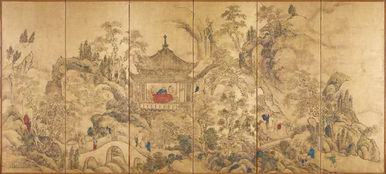 Paysage avec un pavillon
