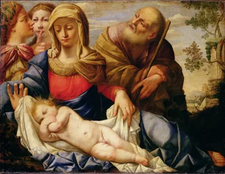 Sainte Famille avec deux figures féminines