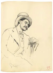 Étude pour "Un café parisien" : Homme assis avec un chapeau, vers 1872-1875