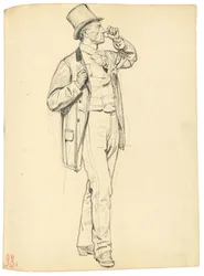 Étude pour "Un Café Parisien": Homme Debout avec le Bras Levé, c. 1872-1875