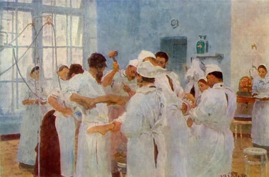 Chirurgien Yevgeni Vasilyevich Pavlov dans la salle d