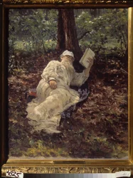 Tolstoï se reposant dans la forêt