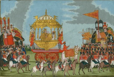 Raja de Tanjore chevauchant un éléphant pour une cérémonie de mariage, vers 1780