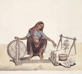 Femme filant du coton, Bombay