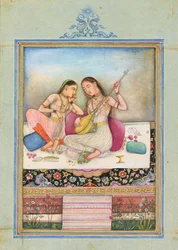 Une fille jouant du tambur tandis que son compagnon écoute, vers 1660